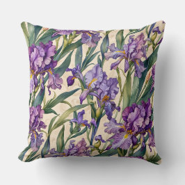 Cojín Decorativo Showy Purple Iris en Ecru Scroll
