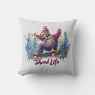 Cojín Decorativo Shred Life - Gnome del Skateboarding de Guay