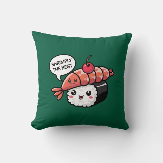Cojín Decorativo shrimply el mejor sushi kawaii (Anverso)
