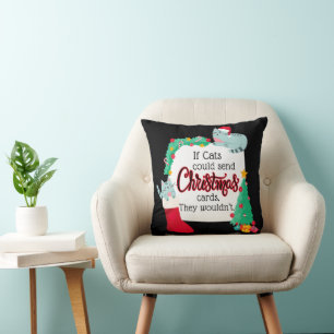 Cojín Decorativo Si los gatos enviaran tarjetas a los Navidades, no
