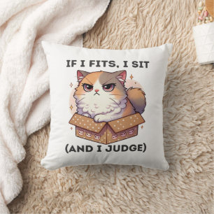 Cojín Decorativo Si me adapto, me siento (y juzgo) - Gracioso Gato 