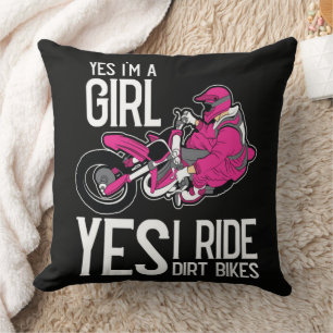 Cojín Decorativo Sí, soy una chica, sí, monto una moto de cross