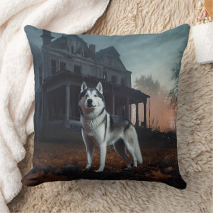 Cojín Decorativo Siberian Husky Halloween Aterrador