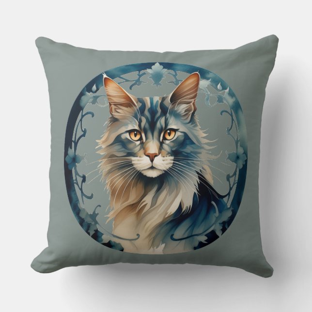 Cojín Decorativo Sibirische Katze - Runde Farbillustration (Anverso)