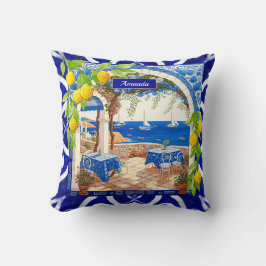 Cojín Decorativo Sicilian Mediterranean majolica citrus blue tiles