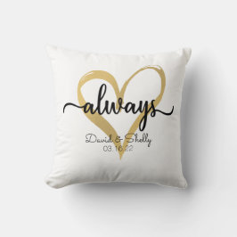 Cojín Decorativo Siempre Boda personalizado Gold Heart