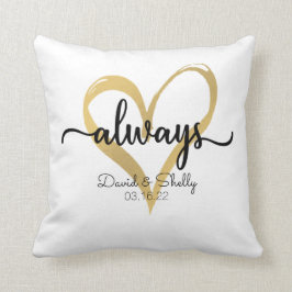 Cojín Decorativo Siempre Boda personalizado Gold Heart