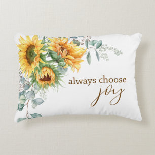 Cojín Decorativo Siempre elige girasoles de eucalipto de alegría