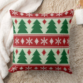 Cojín Decorativo Siempreverdes y copos de nieve tejen