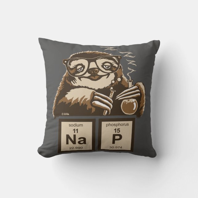 Cojín Decorativo Siesta descubierta pereza de la química (Anverso)
