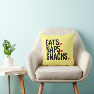 Cojín Decorativo Siestas de Gatos Snacks - Amantes de los gatos