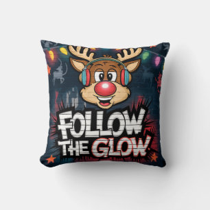 Cojín Decorativo Siga las Luces de los Navidades de Rudolph en el f