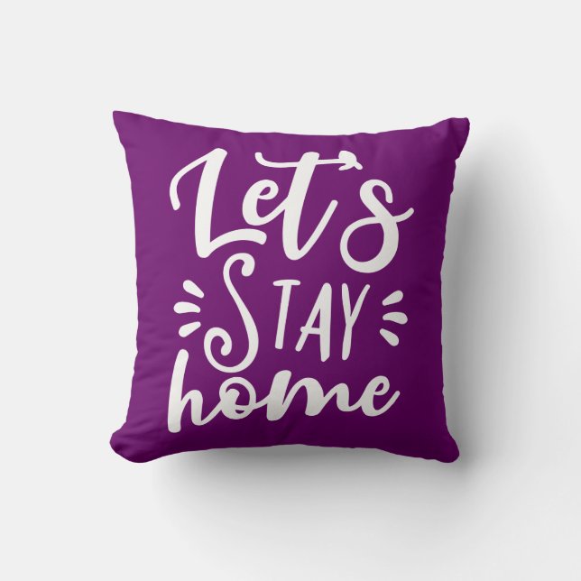 Cojín Decorativo Sigamos en casa morado (Anverso)