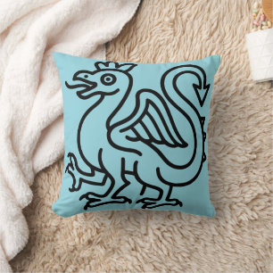 Cojín Decorativo Sigilo de Basilisco Medieval Fantasía Heráldica Mi