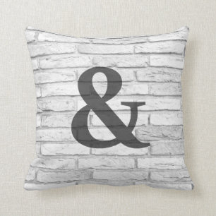 Cojín Decorativo Signo "&" blanco y gris del país del ladrillo