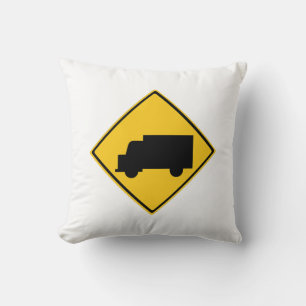 Cojín Decorativo Signo de advertencia de camiones de carretera