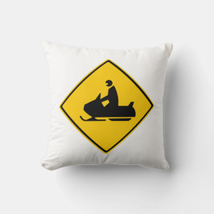 Cojín Decorativo Signo de advertencia de moto de nieve en invierno