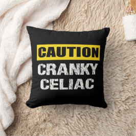 Cojín Decorativo Signo de advertencia graciosa Cranky Celiac