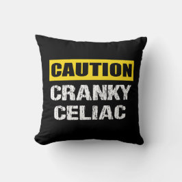 Cojín Decorativo Signo de advertencia graciosa Cranky Celiac