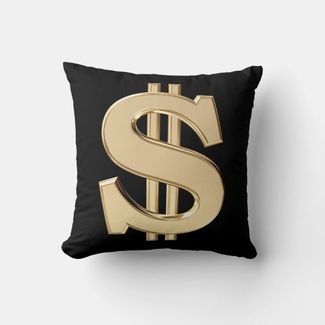 Cojín Decorativo signo de dólar 3D (Anverso)