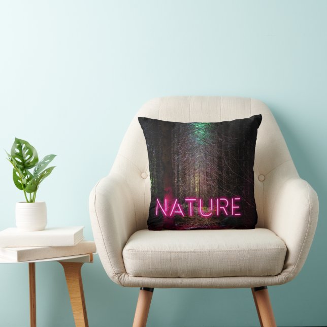 Cojín Decorativo Signo de neón magenta de la naturaleza misteriosa  (Silla)