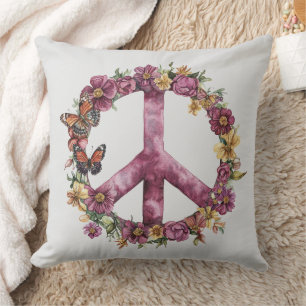 Cojín Decorativo Signo de Paz Boho Hippy 60s 70s
