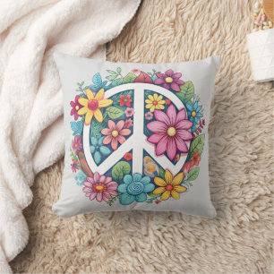 Cojín Decorativo Signo de Paz Boho Hippy 60s 70s