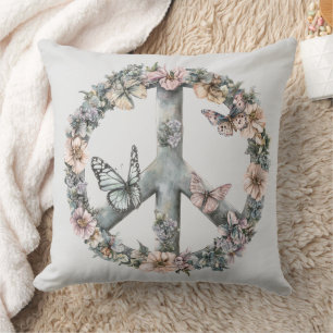 Cojín Decorativo Signo de Paz Boho Hippy años 60 70
