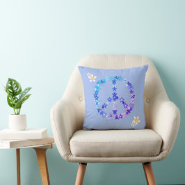 Cojín Decorativo Signo de paz con flores coloridas
