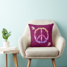 Signo de paz con flores de colores