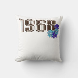 Cojín Decorativo Signo de paz de 1968 Flor hippie poder Aqua Purple