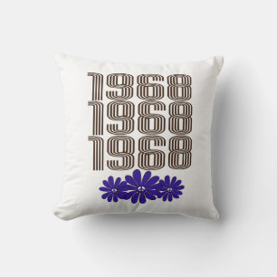 Cojín Decorativo Signo de paz de 1968, hippie, poder de la flor mor