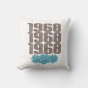 Cojín Decorativo Signo de paz de 1968 poder de flores hippie Aqua