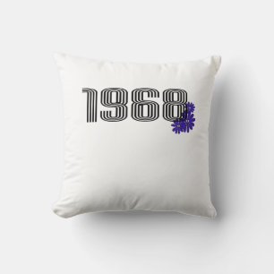 Cojín Decorativo Signo de paz de poder floral de 1968 morado hippie