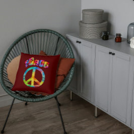 Cojín Decorativo Signo de paz de tinte de leva de Groovy