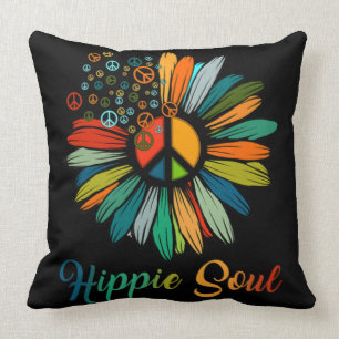 Cojín Decorativo Signo de paz esencial del alma hippie giríl