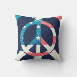 Cojín Decorativo Signo de paz estadounidense moreno