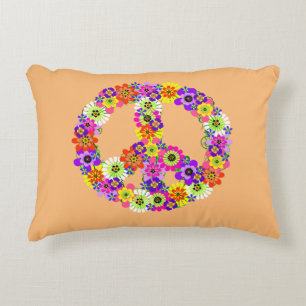 Cojín Decorativo Signo de paz floral sobre melocotón