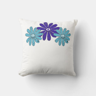 Cojín Decorativo Signo de paz hippie flor poder morado Aqua
