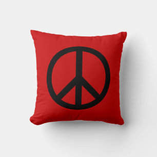Cojín Decorativo Signo de paz negro/rojo y azul/almohada