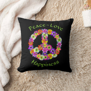 Cojín Decorativo Signo de paz Paz Floral Amor Felicidad