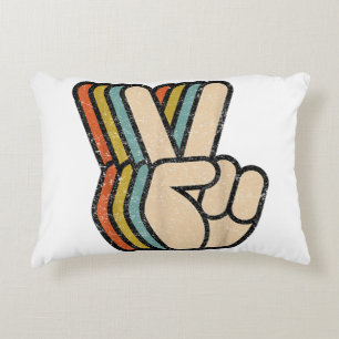 Cojín Decorativo Signo de paz retro V Dedos ventilado años 60 años