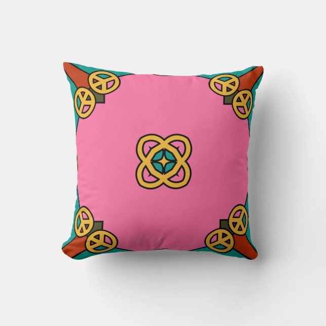 Cojín Decorativo Signo de paz rosa Kaleidoscope (Anverso)