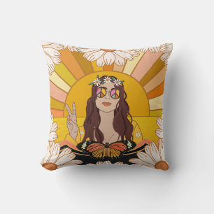 Cojín Decorativo Signo de paz y mariposa