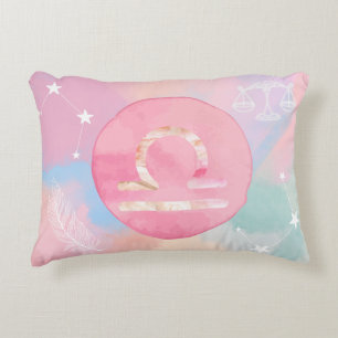 Cojín Decorativo Signo del zodiaco Libra Pastel Acuarela Astrología