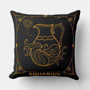 Cojín Decorativo Signo zodiacal Acuario Dorado
