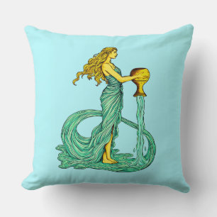 Cojín Decorativo Signo zodiacal de Acuario, Mujer con agua fluyendo
