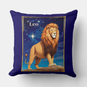 Cojín Decorativo Signo zodiacal de Leo bajo un cielo estrellado