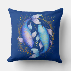 Cojín Decorativo Signo zodiacal Piscis, dos elegantes koi