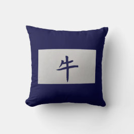 Cojín Decorativo Signo zodiaco chino Ox azul